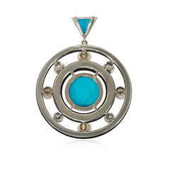 Art Deco onyx, turquoise, diamond, and pearl pendant