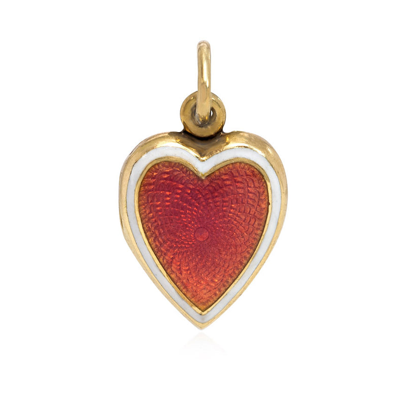Antique pink enamel heart locket