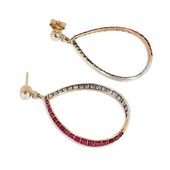 Edwardian ruby and diamond hoop earrings