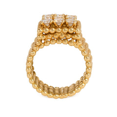 Gold ring with diamond panel, France