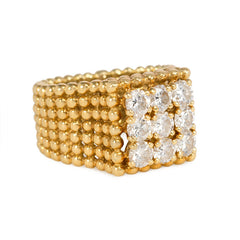 Gold ring with diamond panel, France