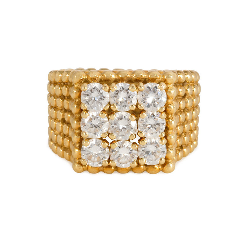 Gold ring with diamond panel, France