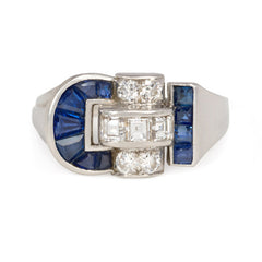 Art Deco sapphire and diamond buckle ring