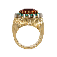 Citrine, turquoise and diamond ring, Austria