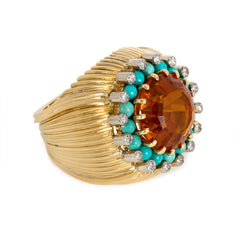 Citrine, turquoise and diamond ring, Austria