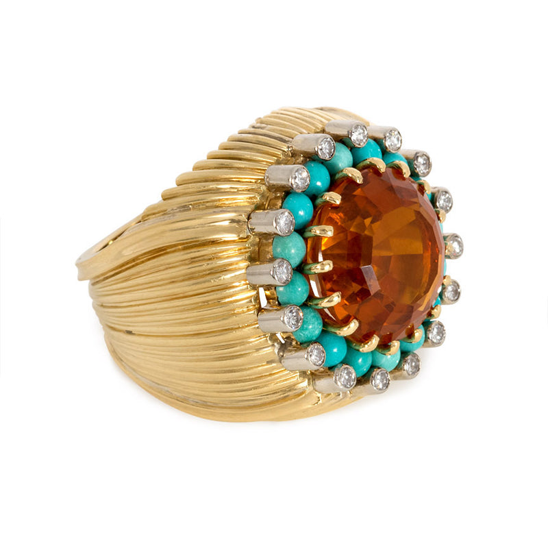 Citrine, turquoise and diamond ring, Austria