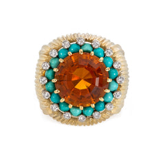 Citrine, turquoise and diamond ring, Austria