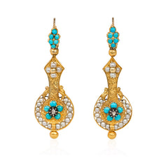 Antique forget-me-not earrings, France