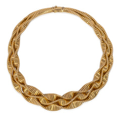 Three-row Retro gaspipe necklace. France