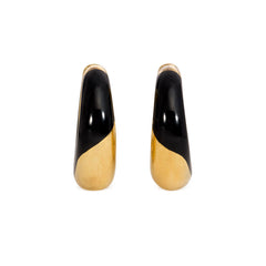 Black jade and gold hoop earrings, Cummings
