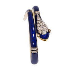 Antique enamel and diamond snake bracelet