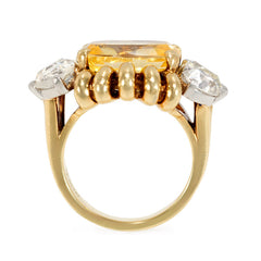 Paul Flato Retro yellow sapphire and diamond ring