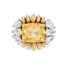 Paul Flato Retro yellow sapphire and diamond ring