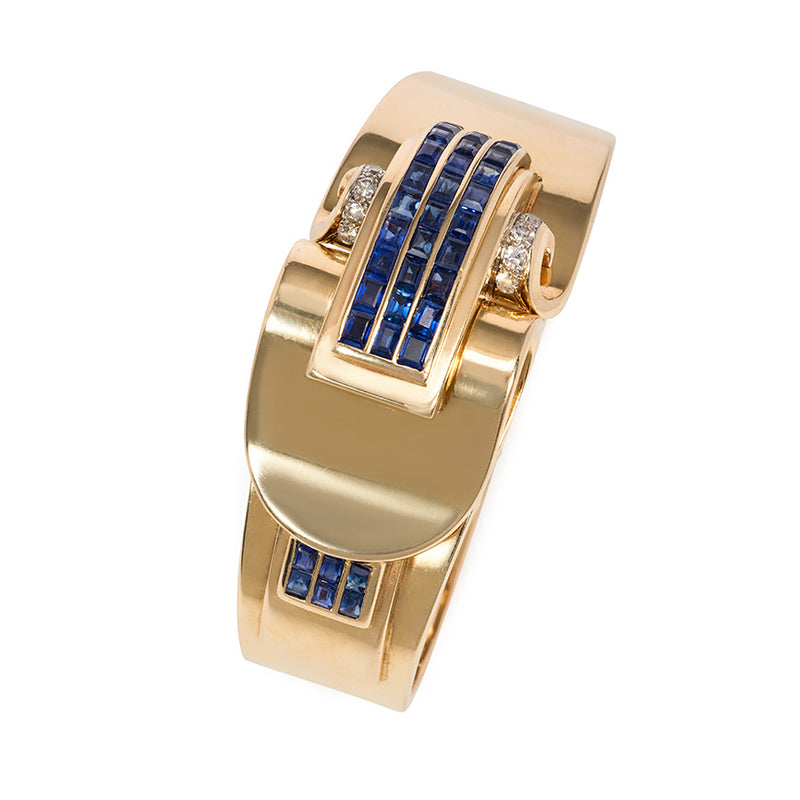 Retro sapphire covered watch. Trabert and Hoeffer Mauboussin