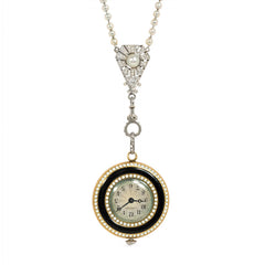 Art Deco enamel and gold pendant watch, Cartier