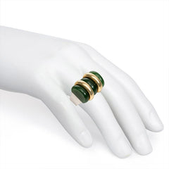 Puiforcat Art Deco nephrite jade, gold, and sterling silver ring.