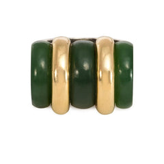 Puiforcat Art Deco nephrite jade, gold, and sterling silver ring.