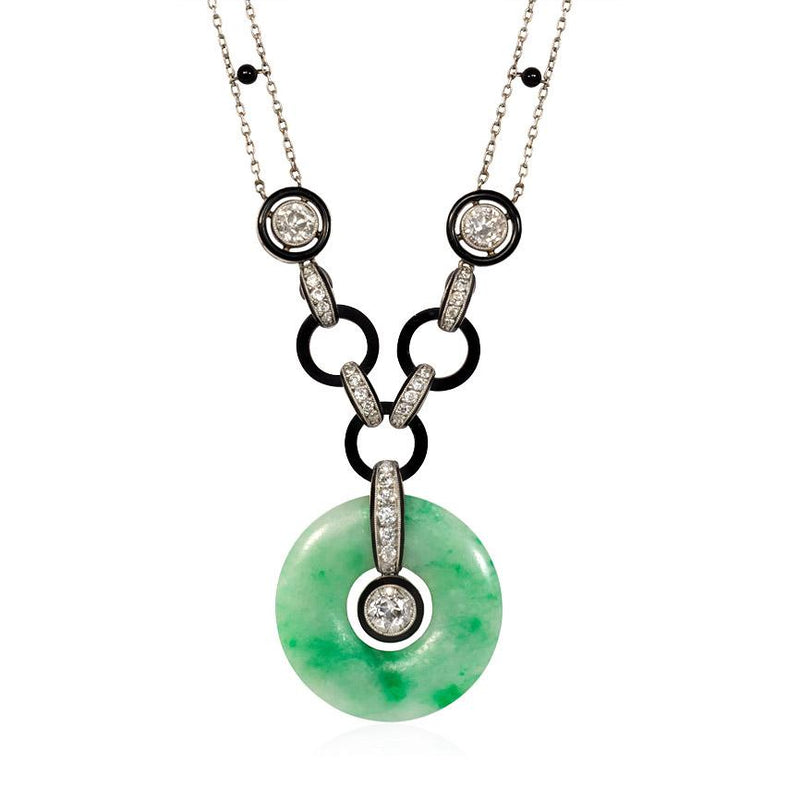 Art Deco jade, diamond, and onyx necklace