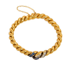 Antique sapphire and diamond knot bracelet, French import