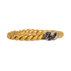 Antique sapphire and diamond knot bracelet, French import