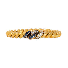 Antique sapphire and diamond knot bracelet, French import