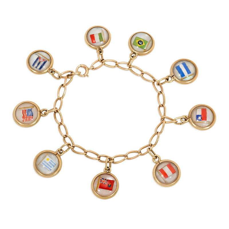 Art Deco flag charm bracelet, Cartier