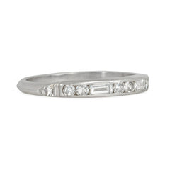 Art Deco alternating diamond half hoop band