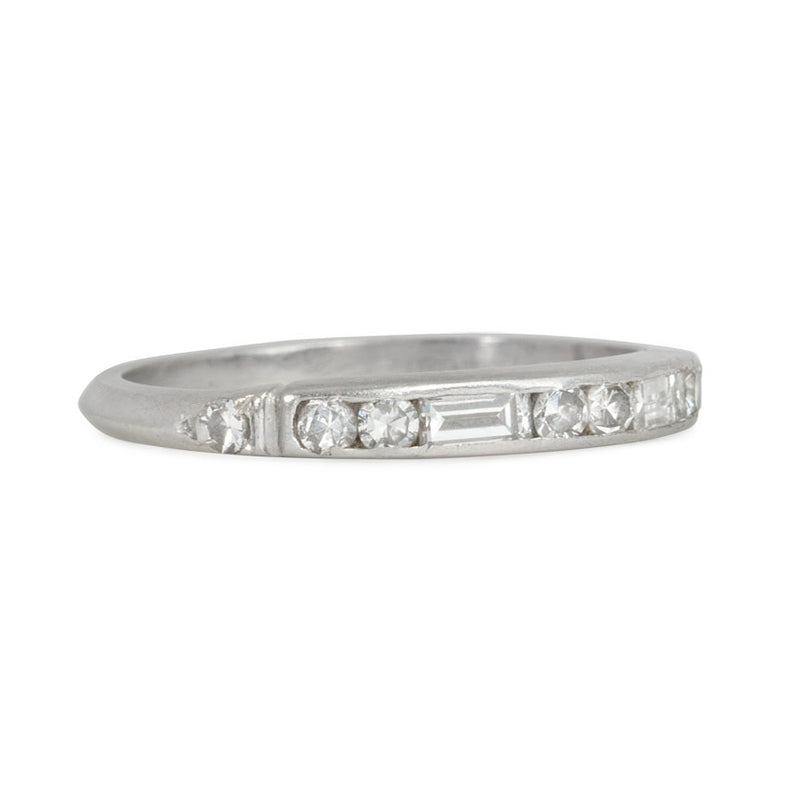 Art Deco alternating diamond half hoop band