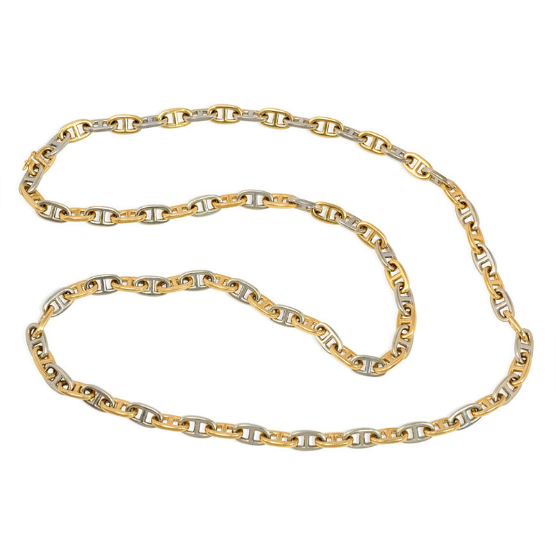 Two-color gold anchor chain necklace, Hermès