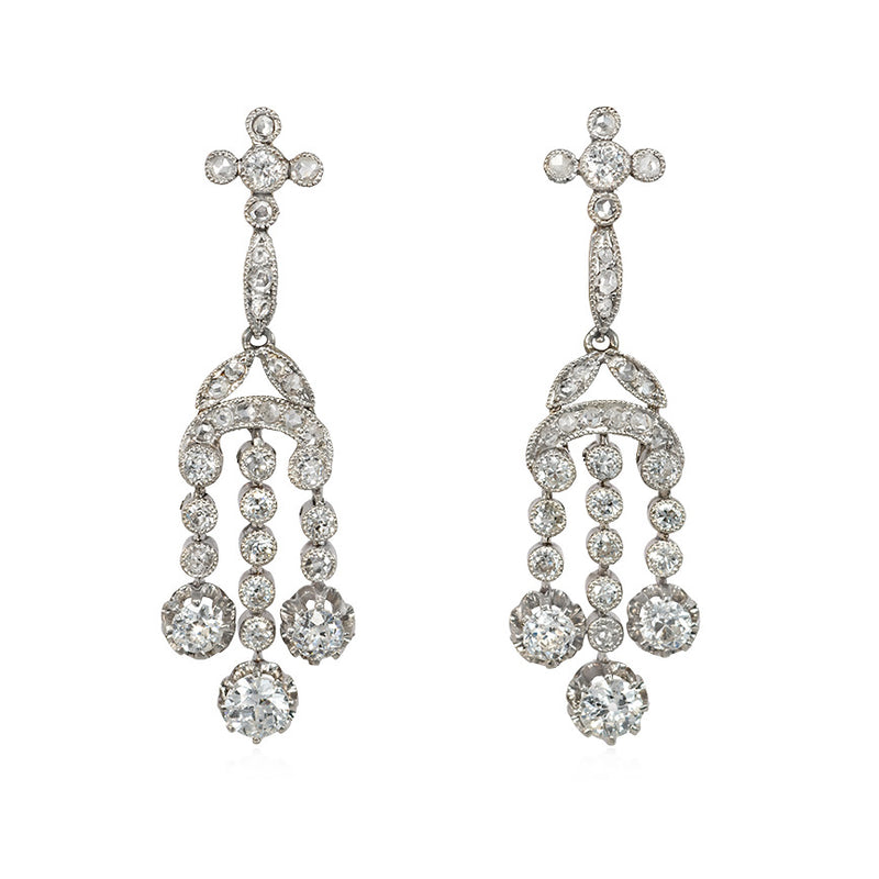Edwardian diamond girandole earrings