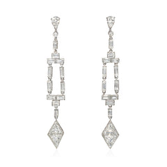 Art Deco diamond kite pendant earrings