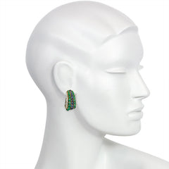 Emerald, sapphire, and diamond hoop earrings