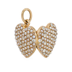 Antique pearl and diamond heart locket