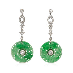 Art Deco jade and diamond earrings