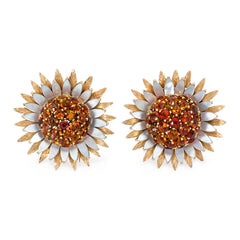Pair of citrine flower brooches