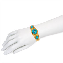 Antique gold and pavé turquoise bracelet