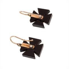 Antique onyx cross earrings