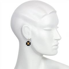 Antique onyx cross earrings