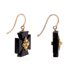 Antique onyx cross earrings