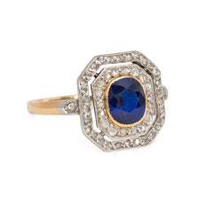 Edwardian sapphire and diamond ring, France