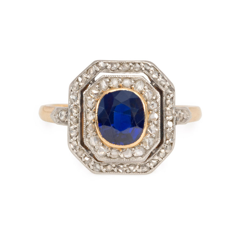 Edwardian sapphire and diamond ring, France