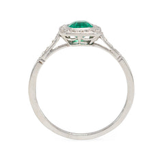 Art Deco square emerald and diamond ring