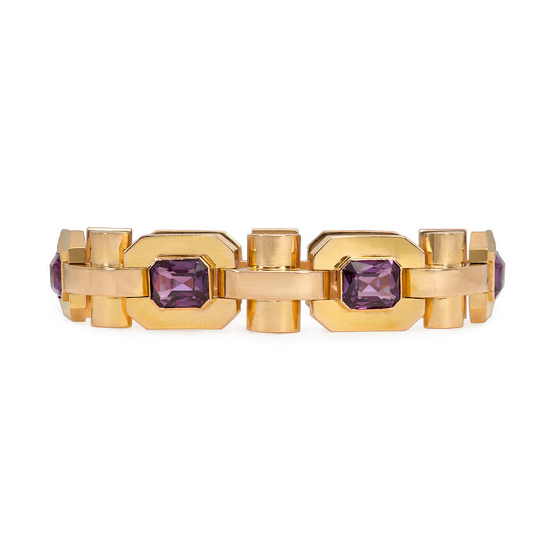 Retro gold and synthetic corundum bracelet