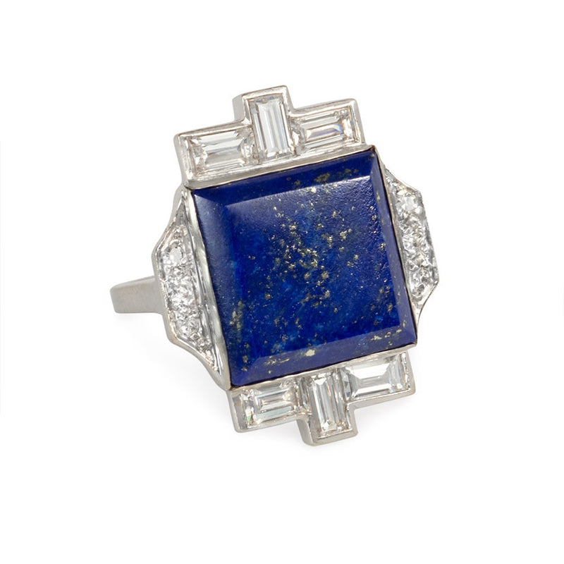 Art Deco lapis and diamond ring