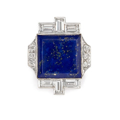 Art Deco lapis and diamond ring
