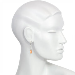 Art Deco diamond and angel skin coral earrings