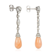 Art Deco diamond and angel skin coral earrings