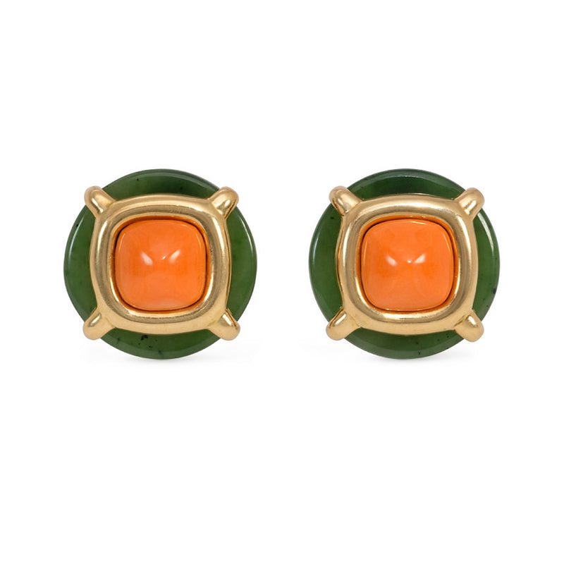 Aldo Cipullo for Cartier nephrite jade and coral earrings