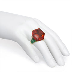 Retro citrine and emerald ring