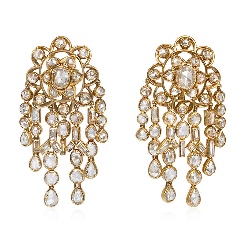 Rose-cut diamond chandelier earrings